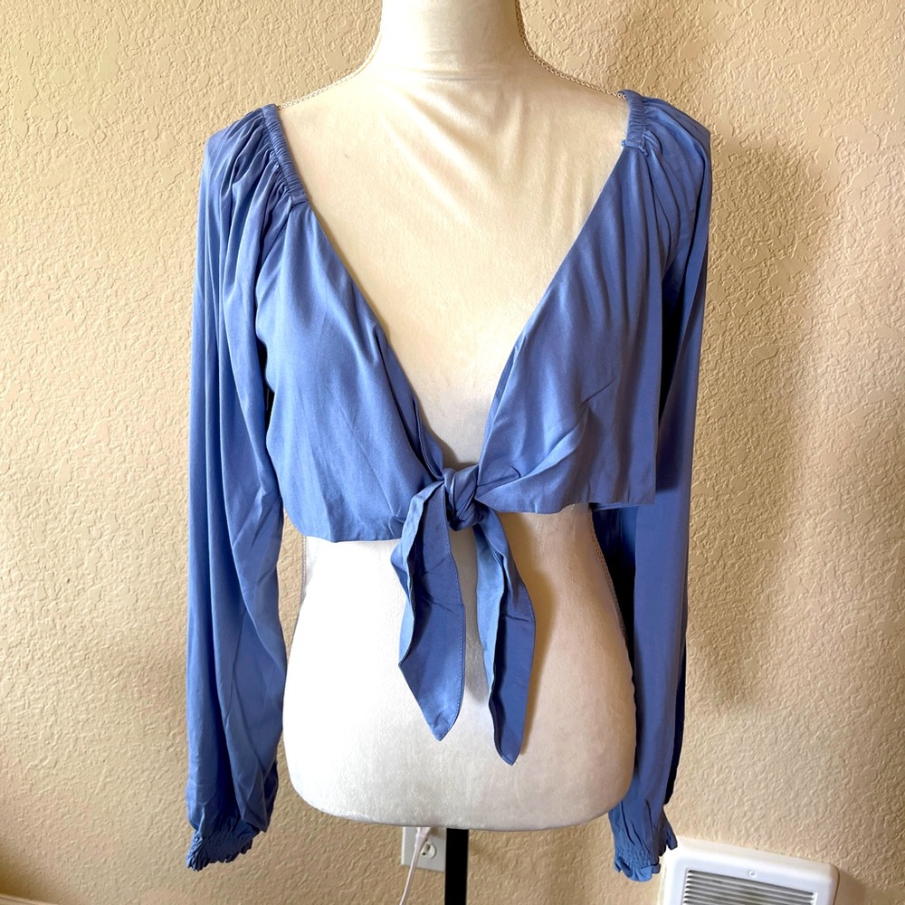 NWOT Anthropologie Maronie Cropped Front Tie Top Size Small
